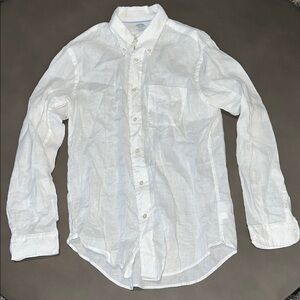 Brooks Brother’s Classic White Linen Men's Button Down Pocket Shirt